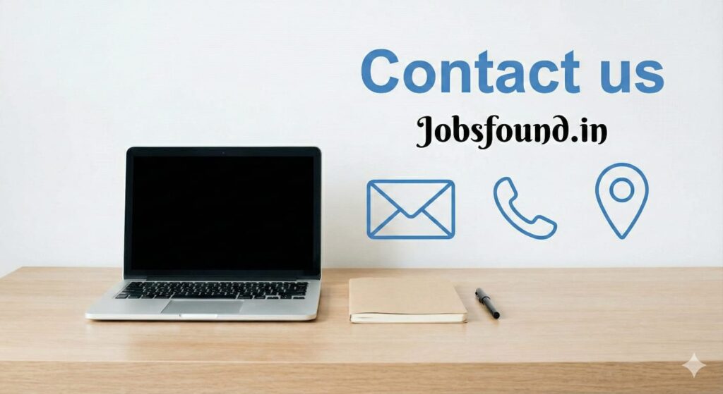 Jobsfound.in Contact Us Banner with Office Desk and Communication Icons