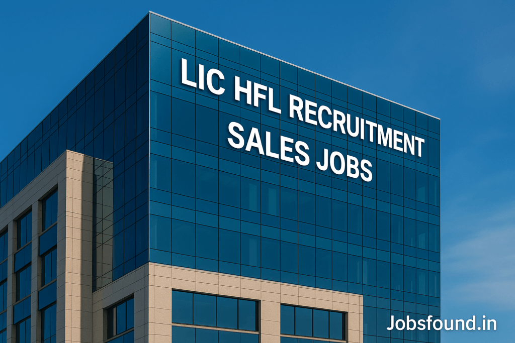 LIC HFL Recruitment Sales Jobs Featured Image with Corporate Building – Jobsfound.in