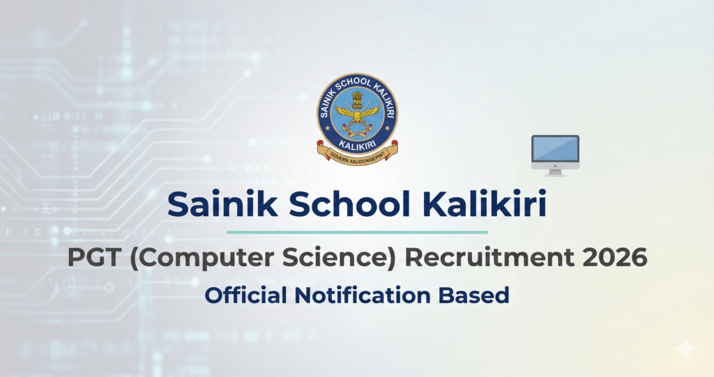Sainik School Kalikiri PGT Computer Science Recruitment 2026 Official Notification Banner