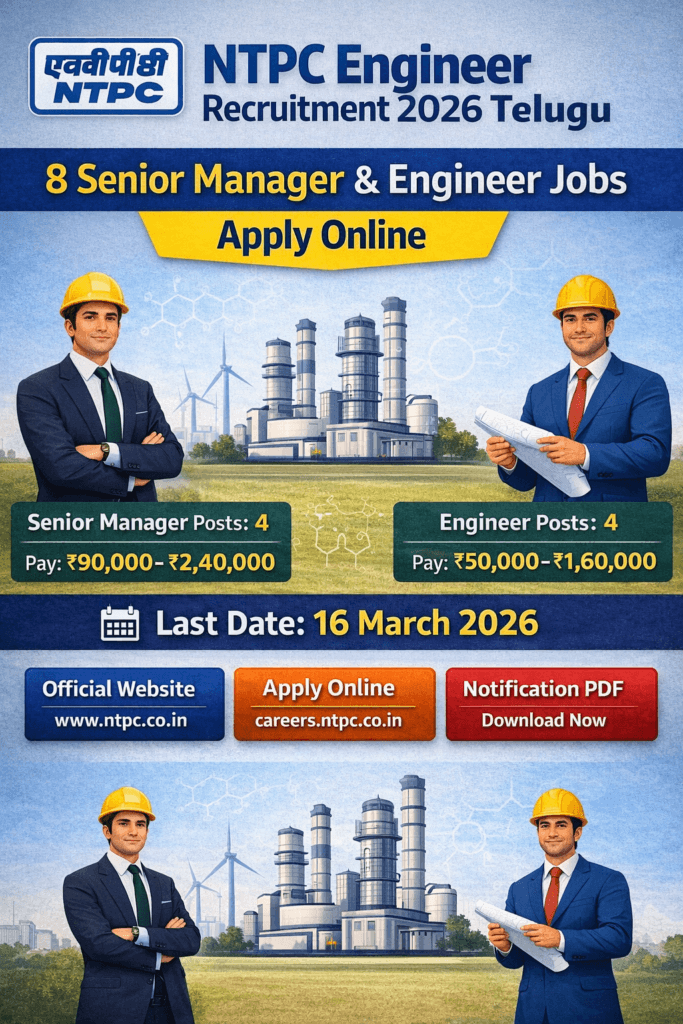 NTPC Engineer Recruitment 2026 Telugu Senior Manager Engineer Jobs Notification
