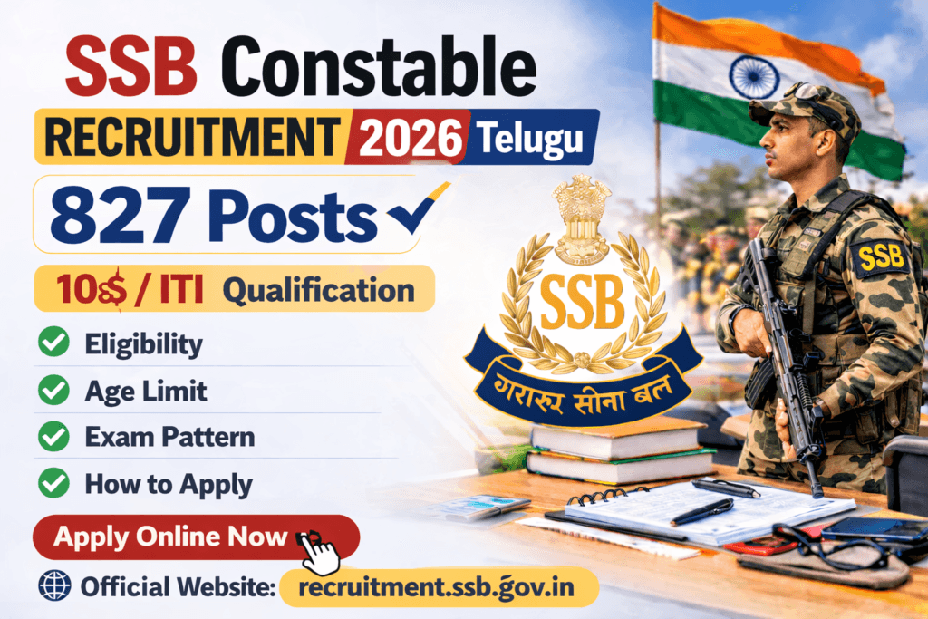 SSB Constable Recruitment 2026 Telugu Notification for 827 Constable Posts