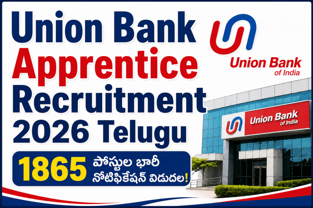 Union Bank Apprentice Recruitment 2026 Telugu 1865 Jobs Notification Image